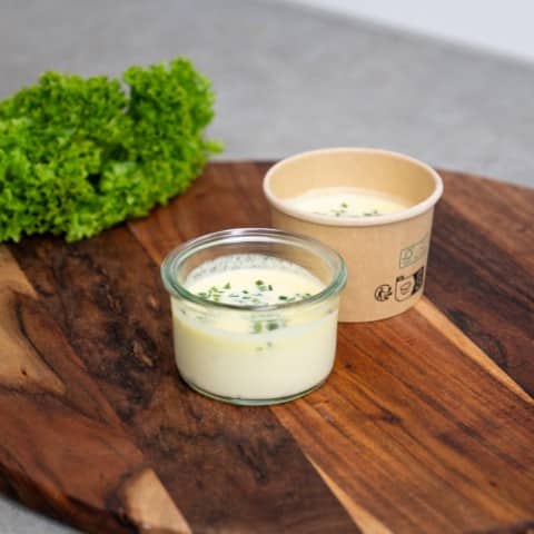 Vesterhavsost suppe toppet med purløg